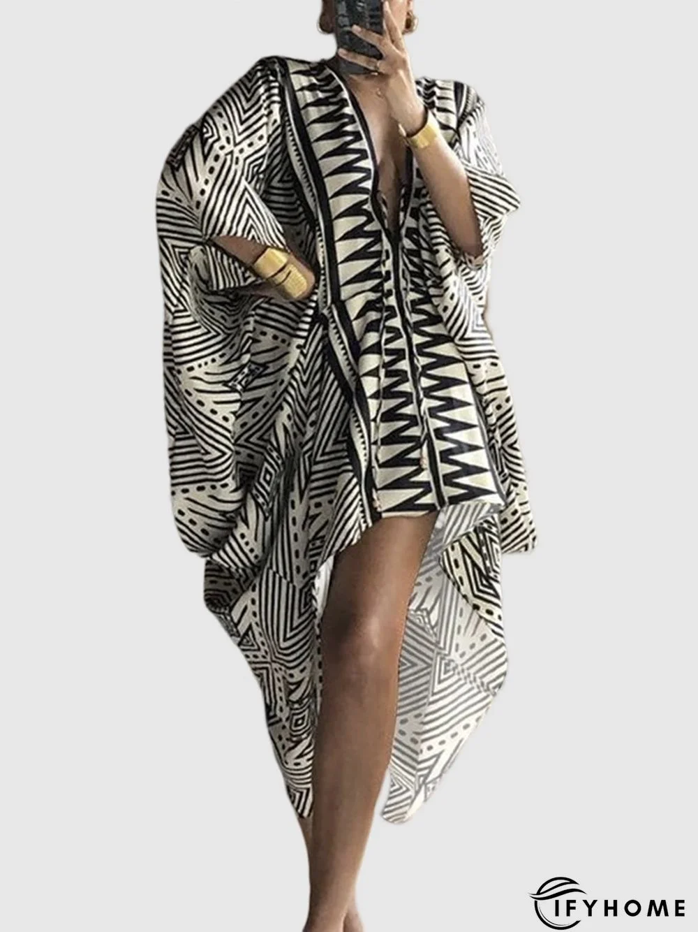 Vacation Long sleeve Elegant Ethnic Batwing Sleeve Dress | IFYHOME