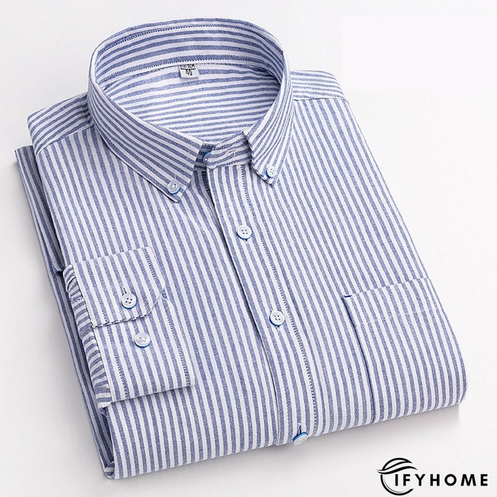 Men's Denim Shirt Turndown Spring &  Fall Long Sleeve A B C Plaid / Striped / Chevron / Round Daily Wear Clothing Apparel Print | IFYHOME