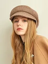 Beret Hat Winter Solid Color Thick Wool Cap
