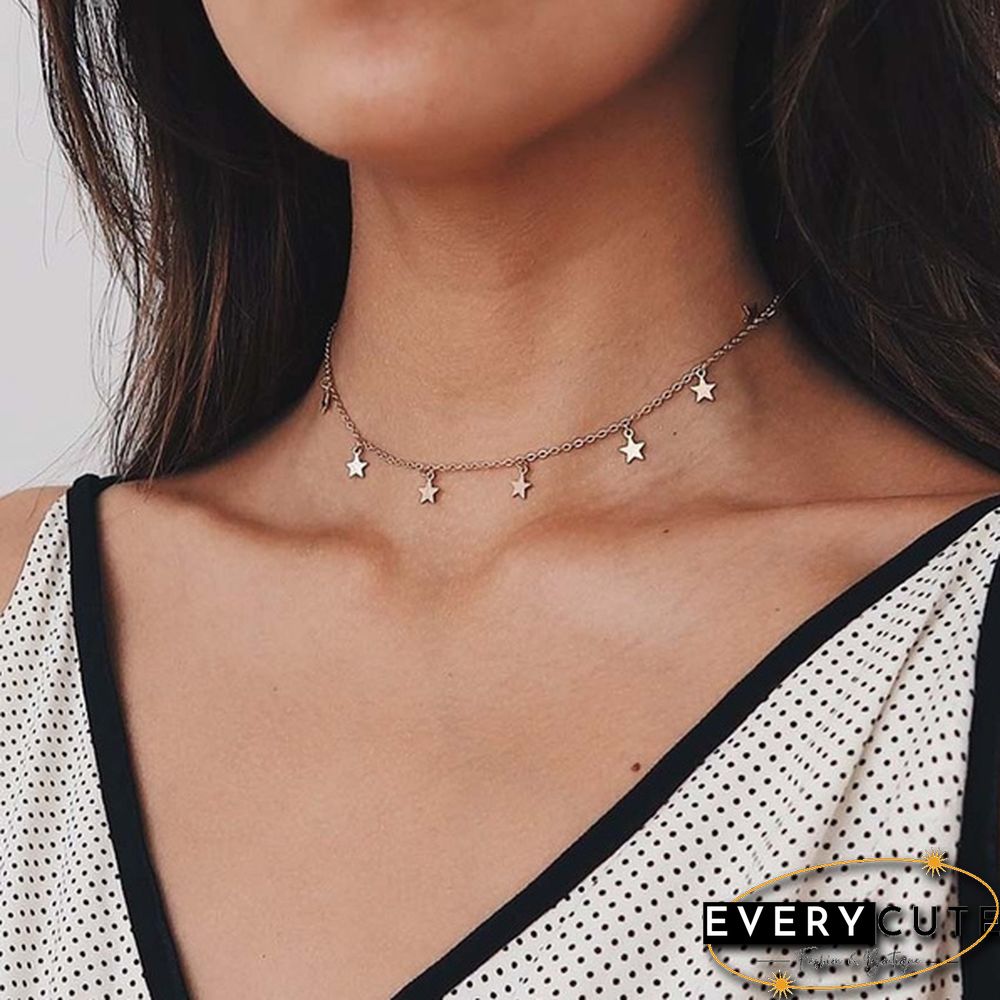 New Simple Women Chocker Gold Chain Star Choker Necklace Jewelry Gifts