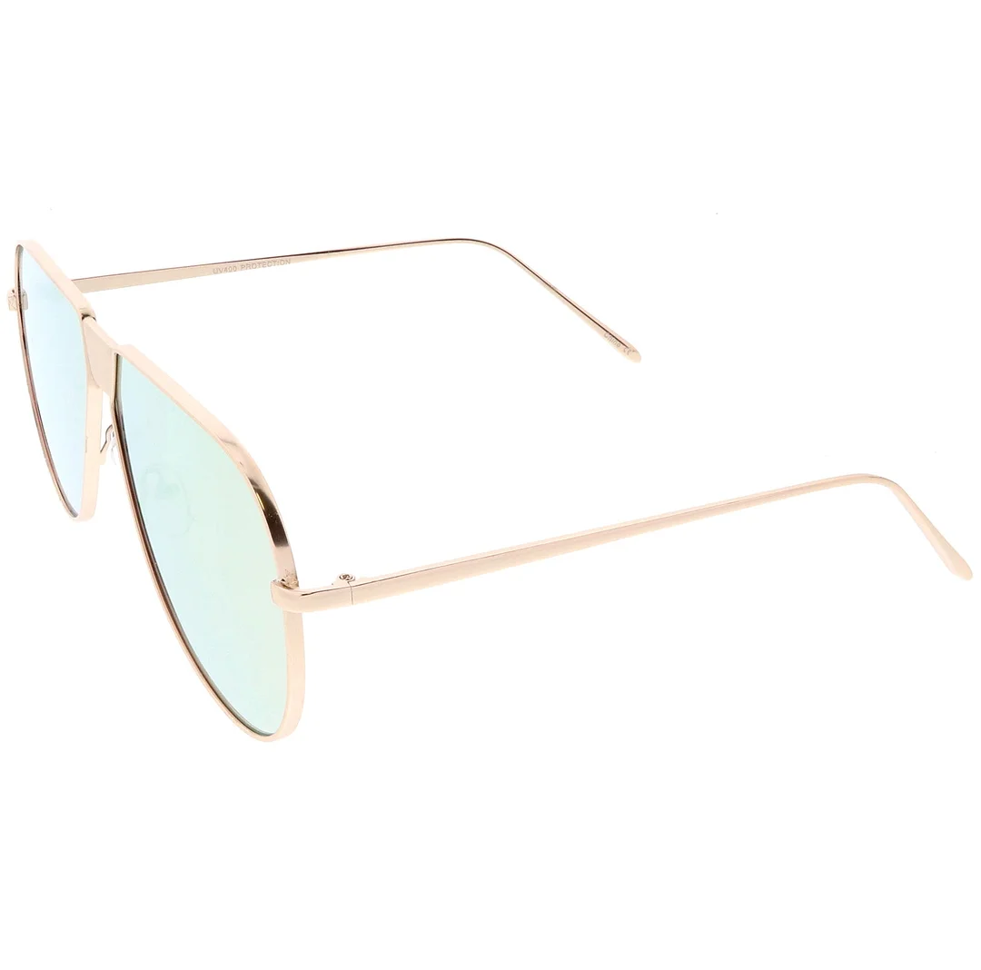 Oversize Metal Aviator glasses With Color Mirror Flat Lens 61mm