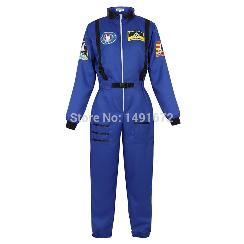 astronaut costume adult astronaut women men flight space suit jumpsuit halloween cosplay one piece overalls blue white orange