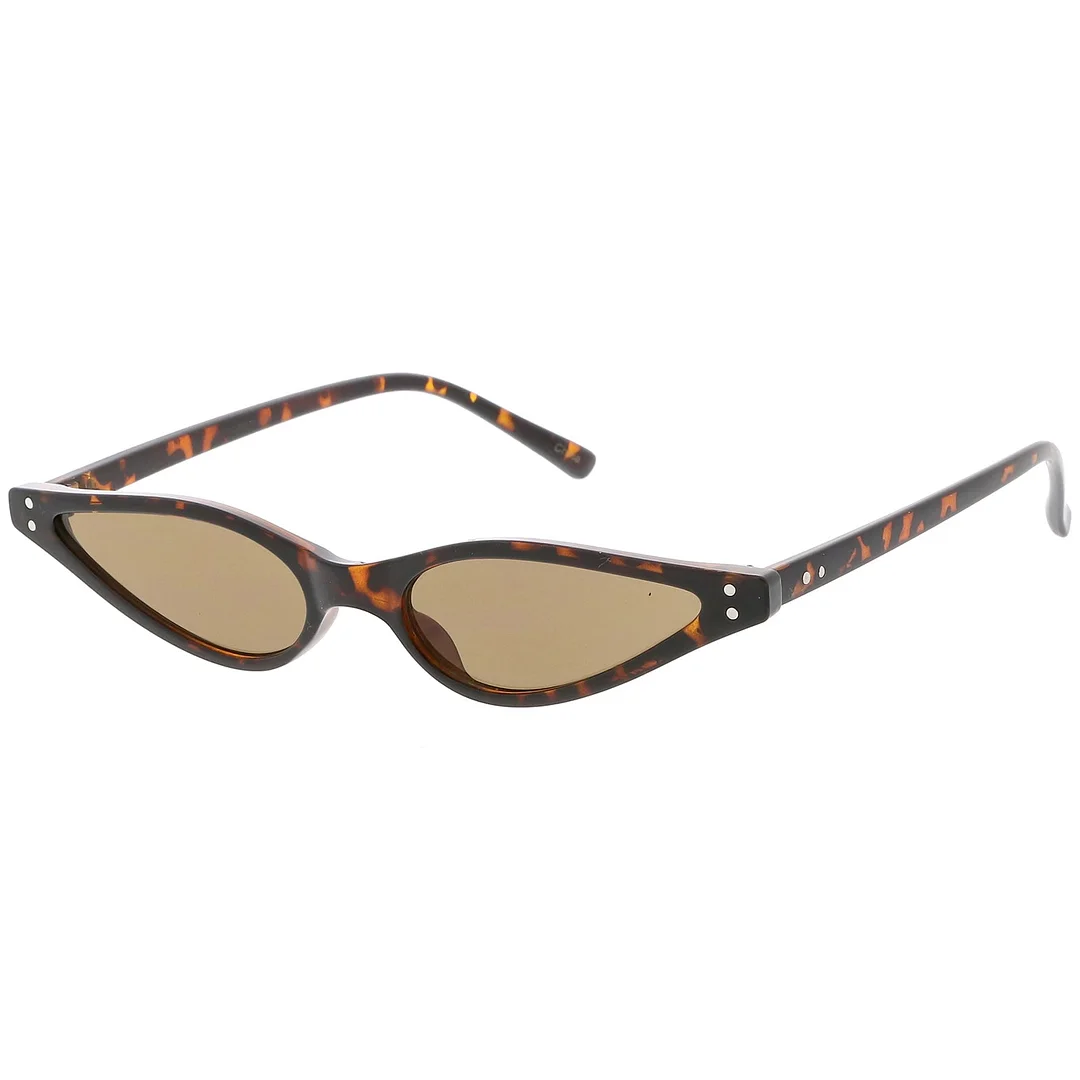 Extreme Thin Cat Eye glasses Neutral Colored Flat Lens 53mm