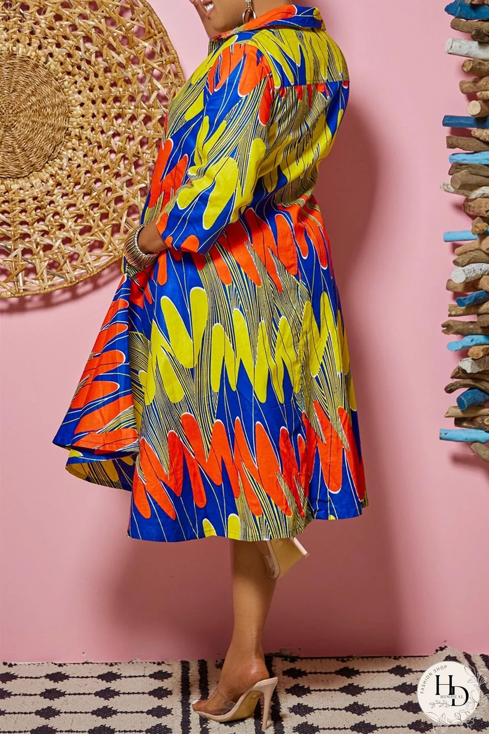 Camouflage Fashion Casual Print Patchwork Turndown Collar Shirt Dress