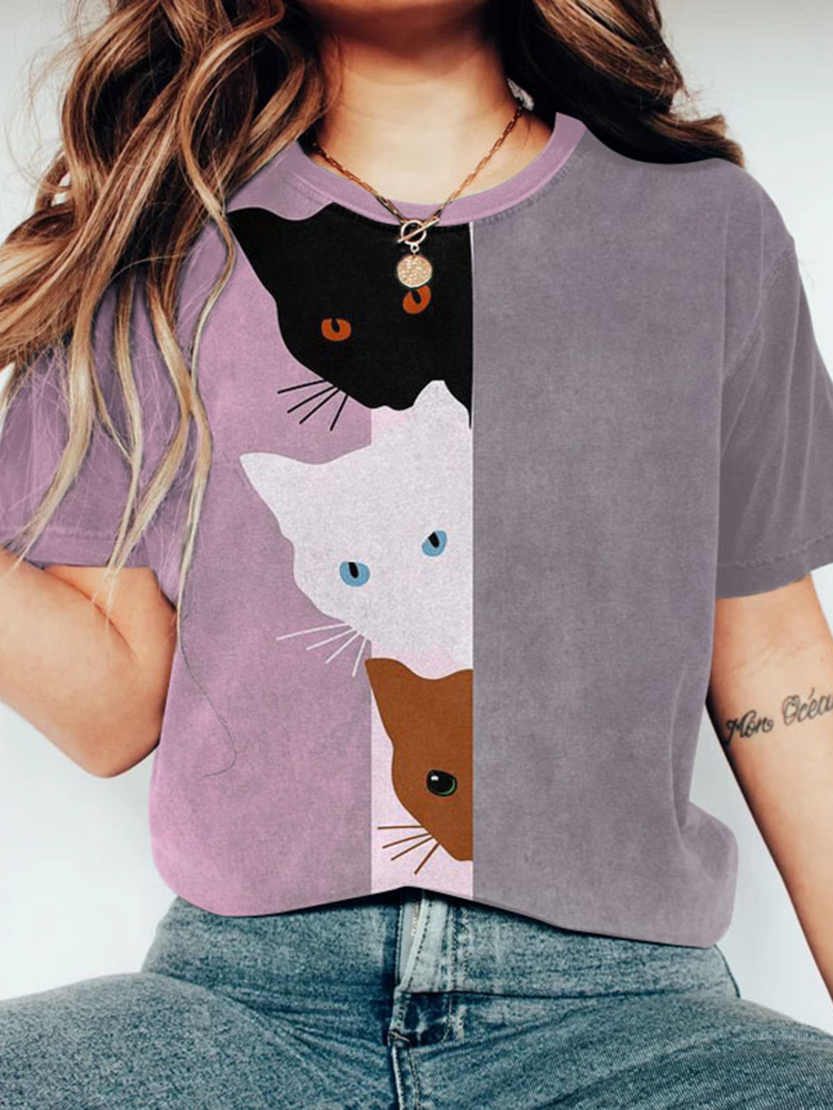 Comstylish Abstract Cat Painting Art T-Shirt