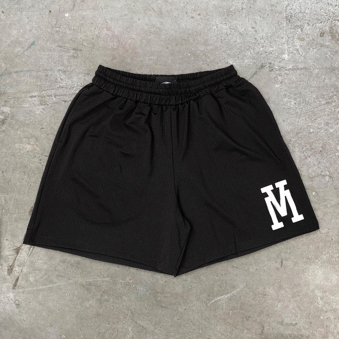 Personalized black mesh shorts men