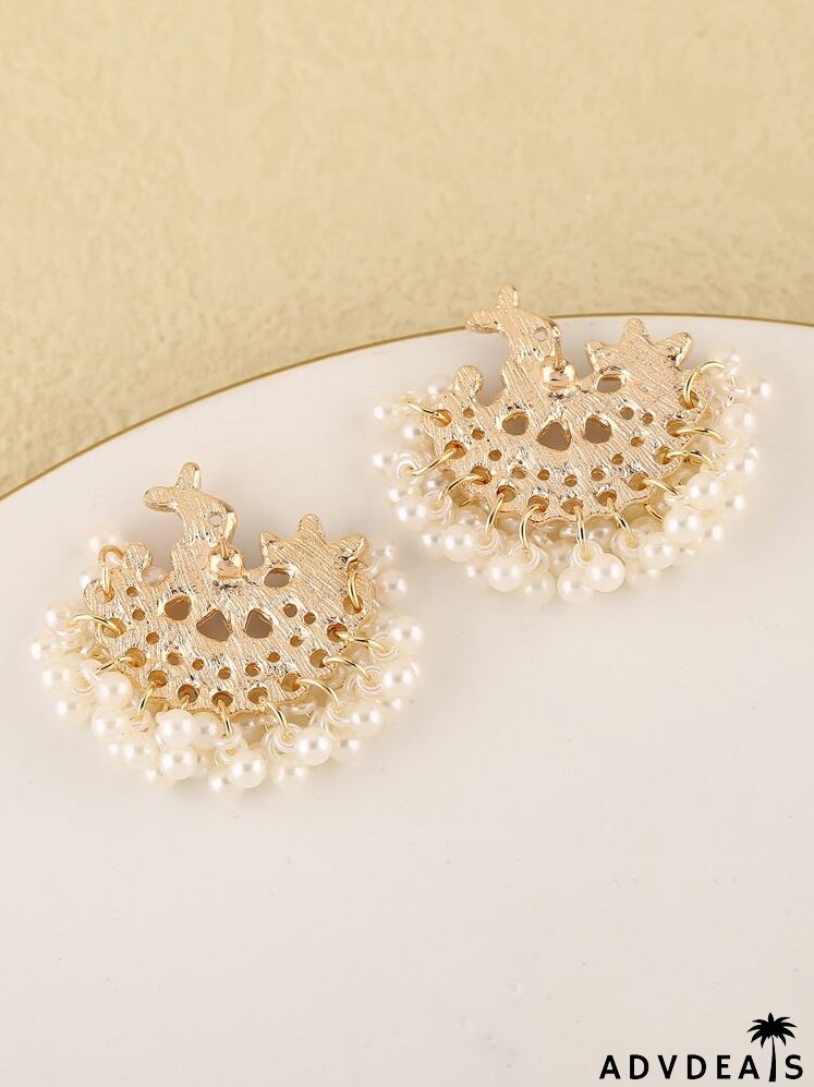 Faux Pearl Tassel Drop Earrings