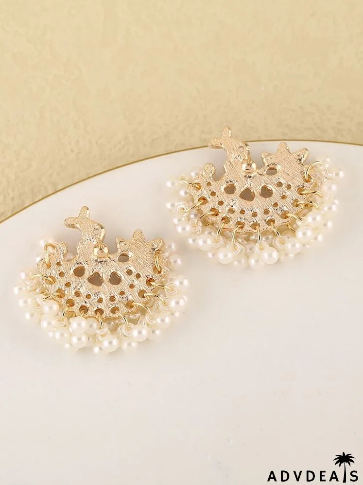 Faux Pearl Tassel Drop Earrings