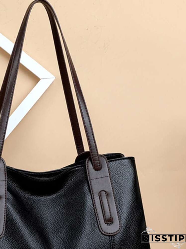 Litchi Embossed Shoulder Tote Bag