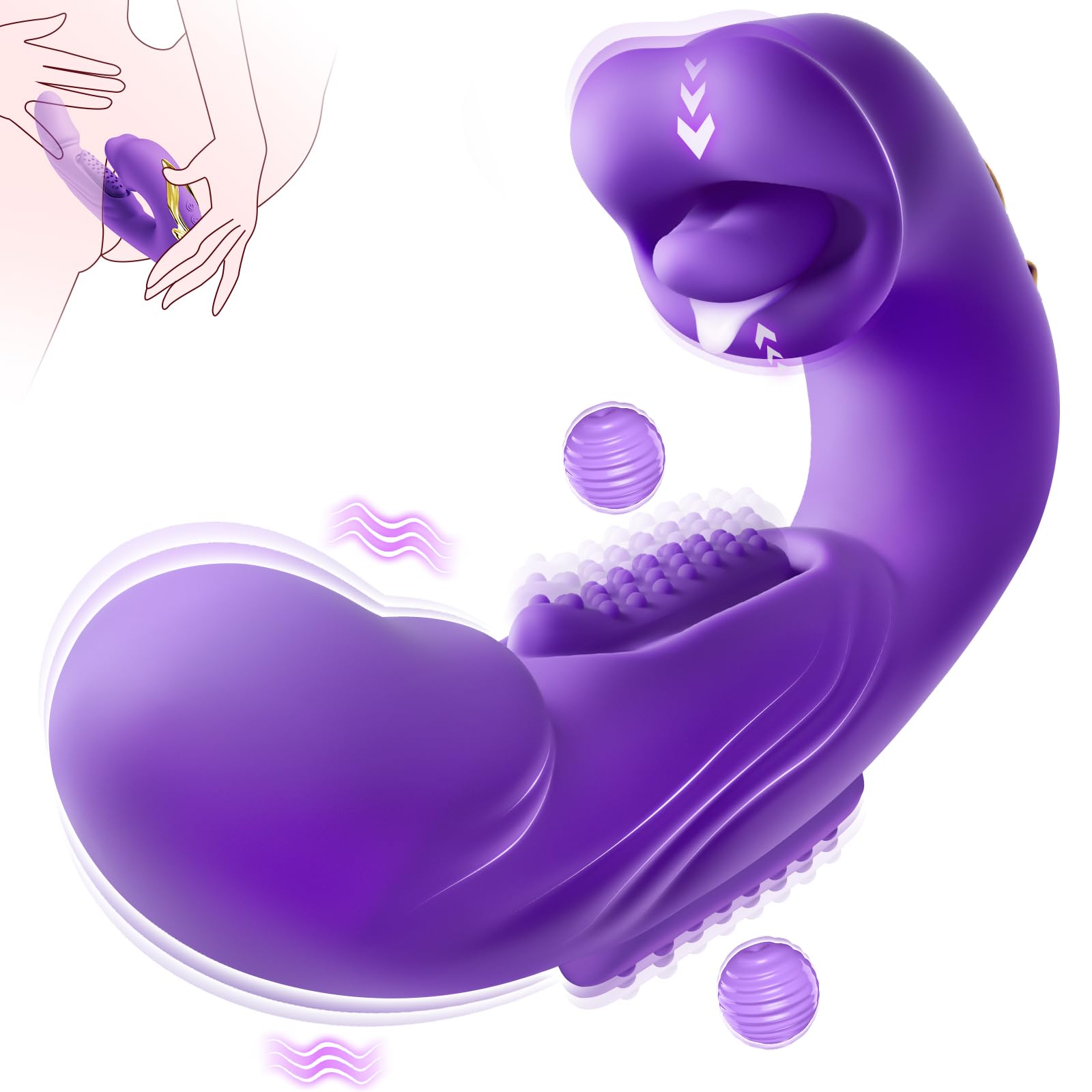 Kissing Licking Clitoral Blower & Tapping G-spot Dildo - Rose Toy