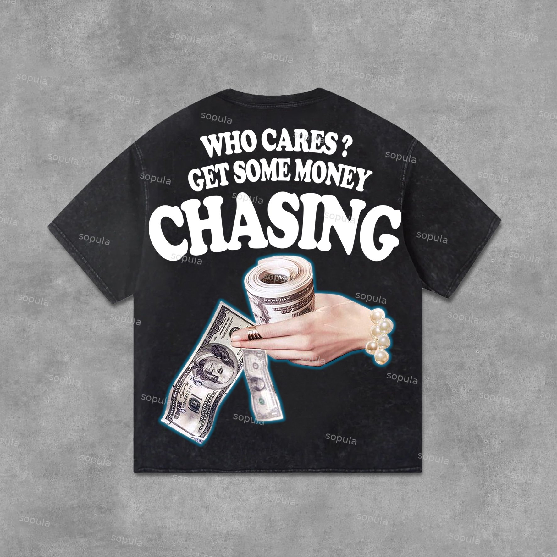 Sopula Chasing Money Graphic Print Acid Washed T-Shirt - Sopula｜Premium Graphic Tees & Graphic Clothing