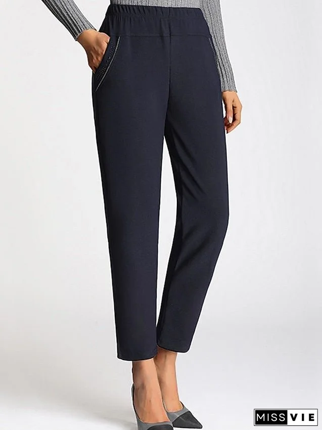 Women‘s Skinny Chinos Work Dress Pants Trousers Casual Grey Black Deep Blue Fashion Streetwear Daily Wear Pocket Full Length Soft Plain XL 2XL 3XL 4XL 5XL