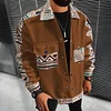 💥 2025 Hot Sale! Loose Fit Men's Geometric Print Jacket With Flap Pockets, Light Jacket, Colorful, Fashion, Long Sleeve, Going Out, Graphic, Boyfriend Gift, Fall
