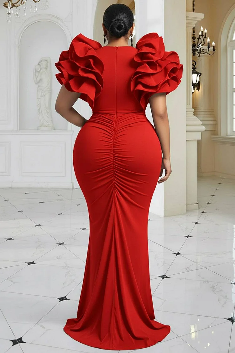 Plus Size Formal Black V Neck 3D Elegant Bodycon Maxi Dress Plus Size Formal Black V Neck 3D Elegant Bodycon Maxi Dress