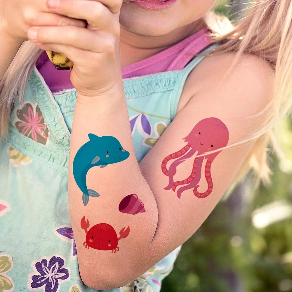New Waterproof Reward Children Tattoo Sticker Tropical Fish Fantasy Octopus Little Dolphin Fun Ocean Tattoo Sticker