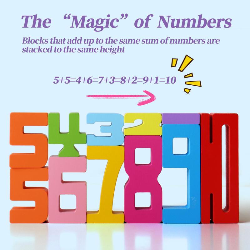 Product Introduction of Wooden Number Building Block (1 Box), Creative Montessori Stacking Toys, Early Educational Toy for Children, Valentine's Day Gift 36