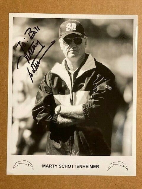 Marty Schottenheimer San Diego Chargers Boldly Signed 8x10 Photo Poster painting with COA