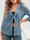 Elegant Floral Lace Cardigan - 3/4 Sleeve, Sheer, Open Front Design - Versatile for Casual or Evening Wear, Women's Fashion Top
