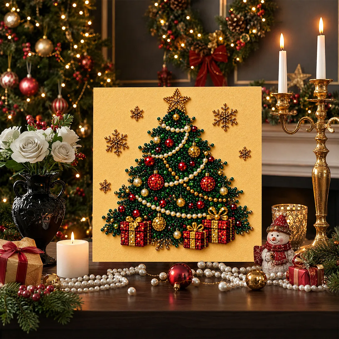 Pearl Bead Painting Kit with Frame Christmas Tree 11.81x11.81in