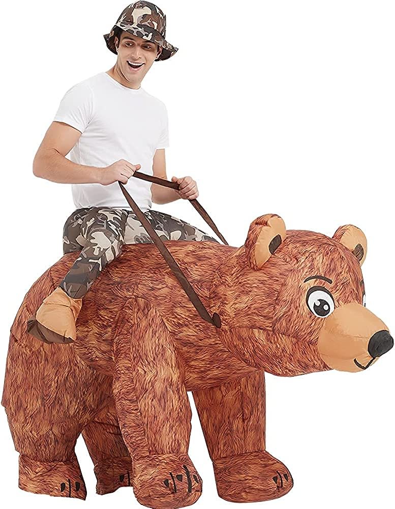 Bear Inflatable Costume Riding Bear Air Blow up Funny Fancy Dress Party Halloween Costume for Adult and Children