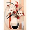 Fleurs blanches g&eacute;om&eacute;triques-pleine peinture diamant ronde-30*40cm