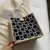 Flower Chessboard Linen Casual Daily Lunch Bag
