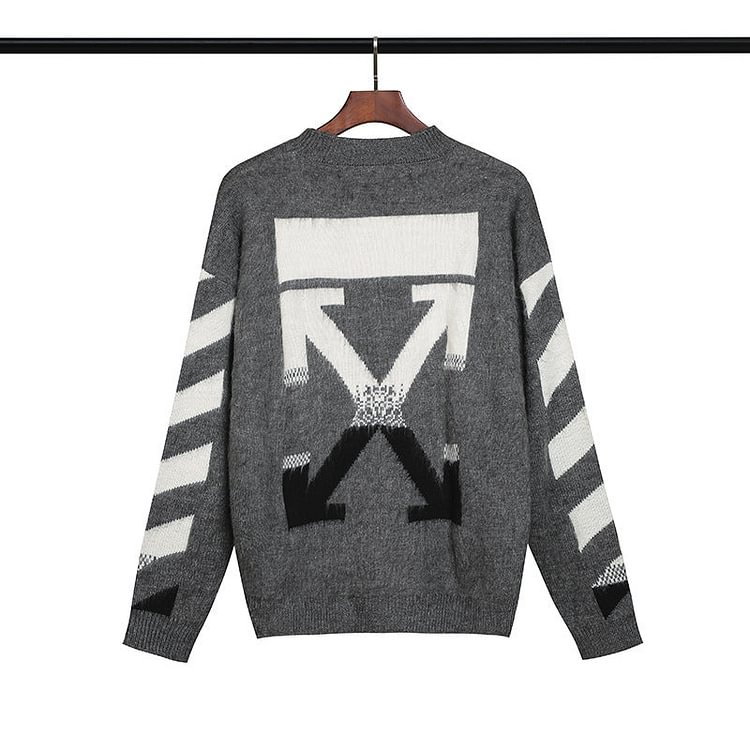 Off White Sweater Gradient Arrow Mohair Men's and Women's Loose Couple Outfit Ow Knitted Sweater