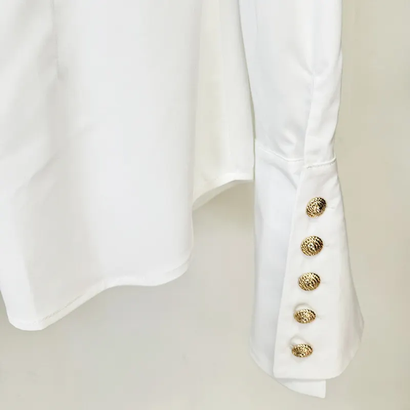 Nigikala Nigikala New Star Fashion Simple Repair White Long-Sleeved Horn Sleeve Shirt