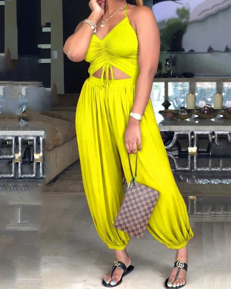 Halter Deep V-neck Jumpsuit