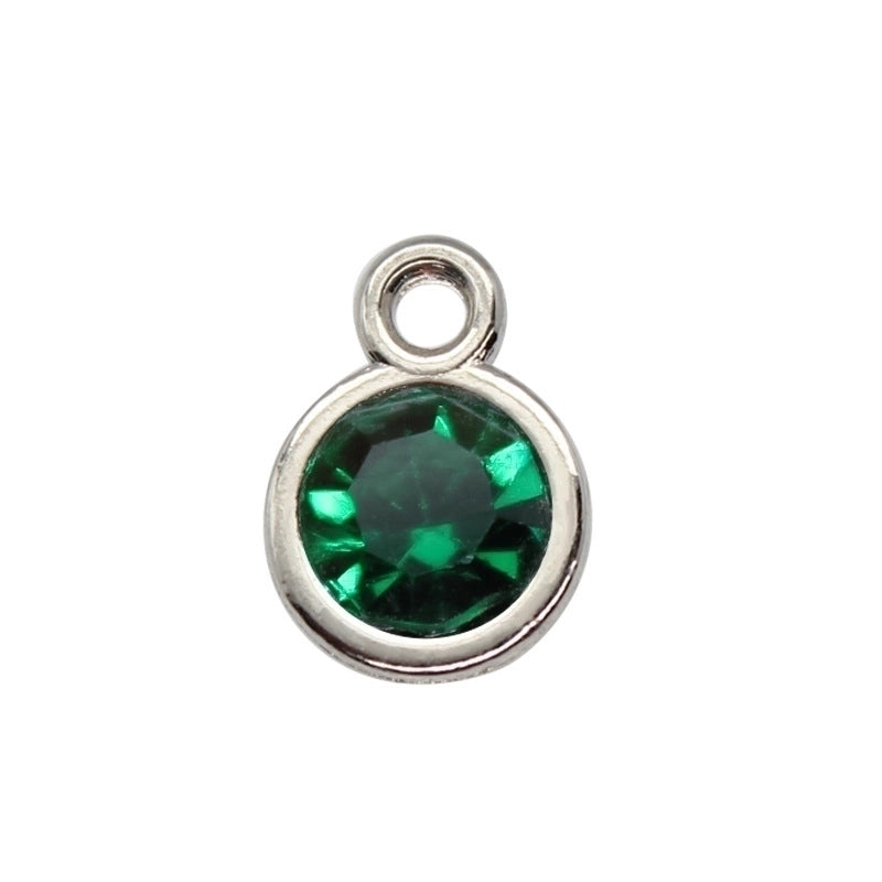 Diamond-encrusted Twelve Birthstone Colored Glass Pendant Necklace Jewelry DIY Pet Alloy Accessories Jewelry