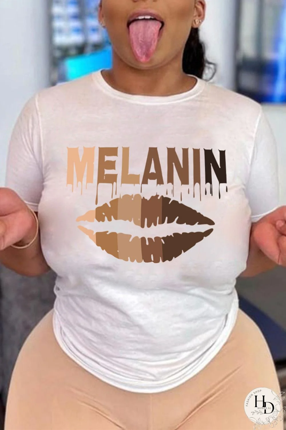 White Fashion Casual Print Basic O Neck T-Shirts