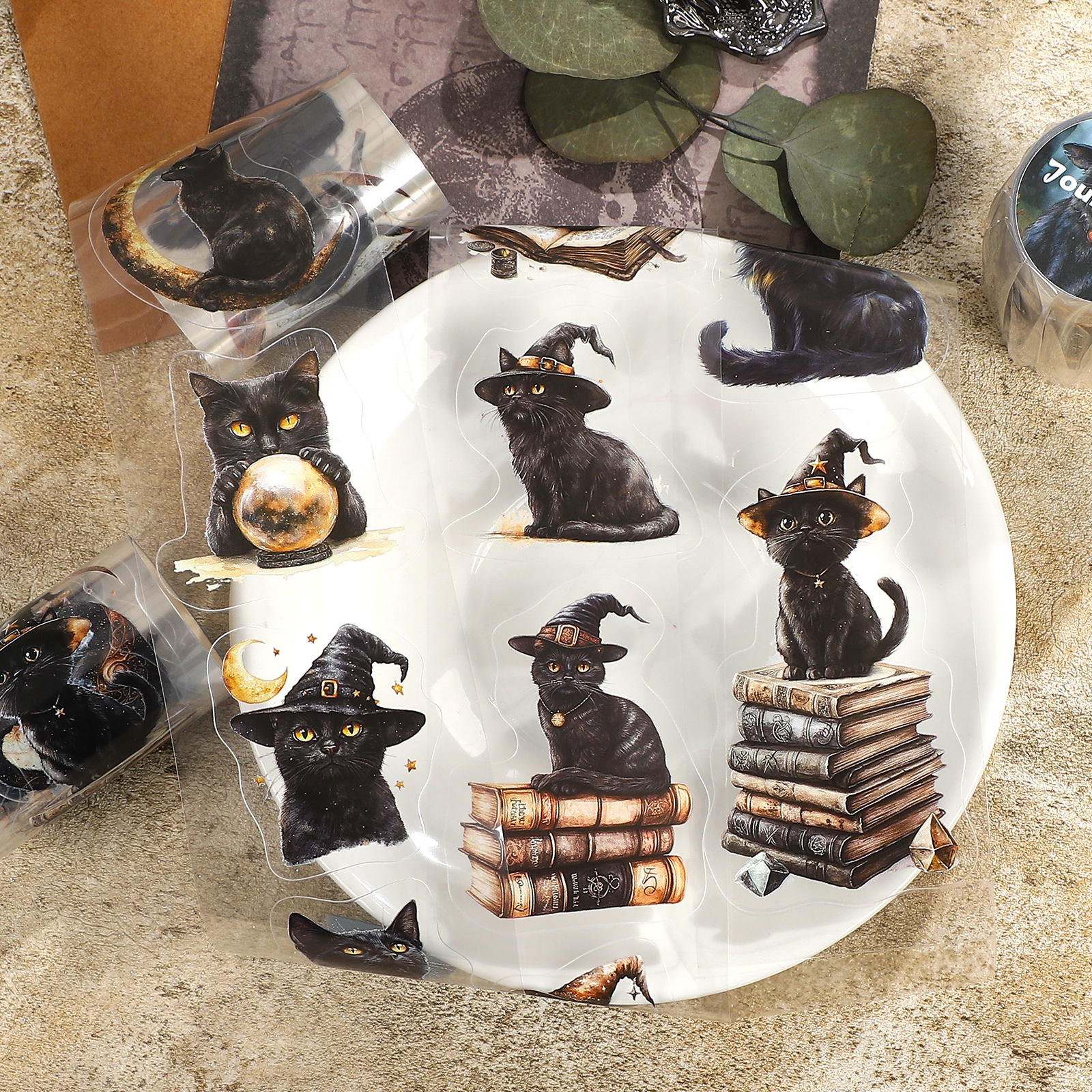 PET 테이프 - 60mm*200cm 빈티지 다크 매직 캣