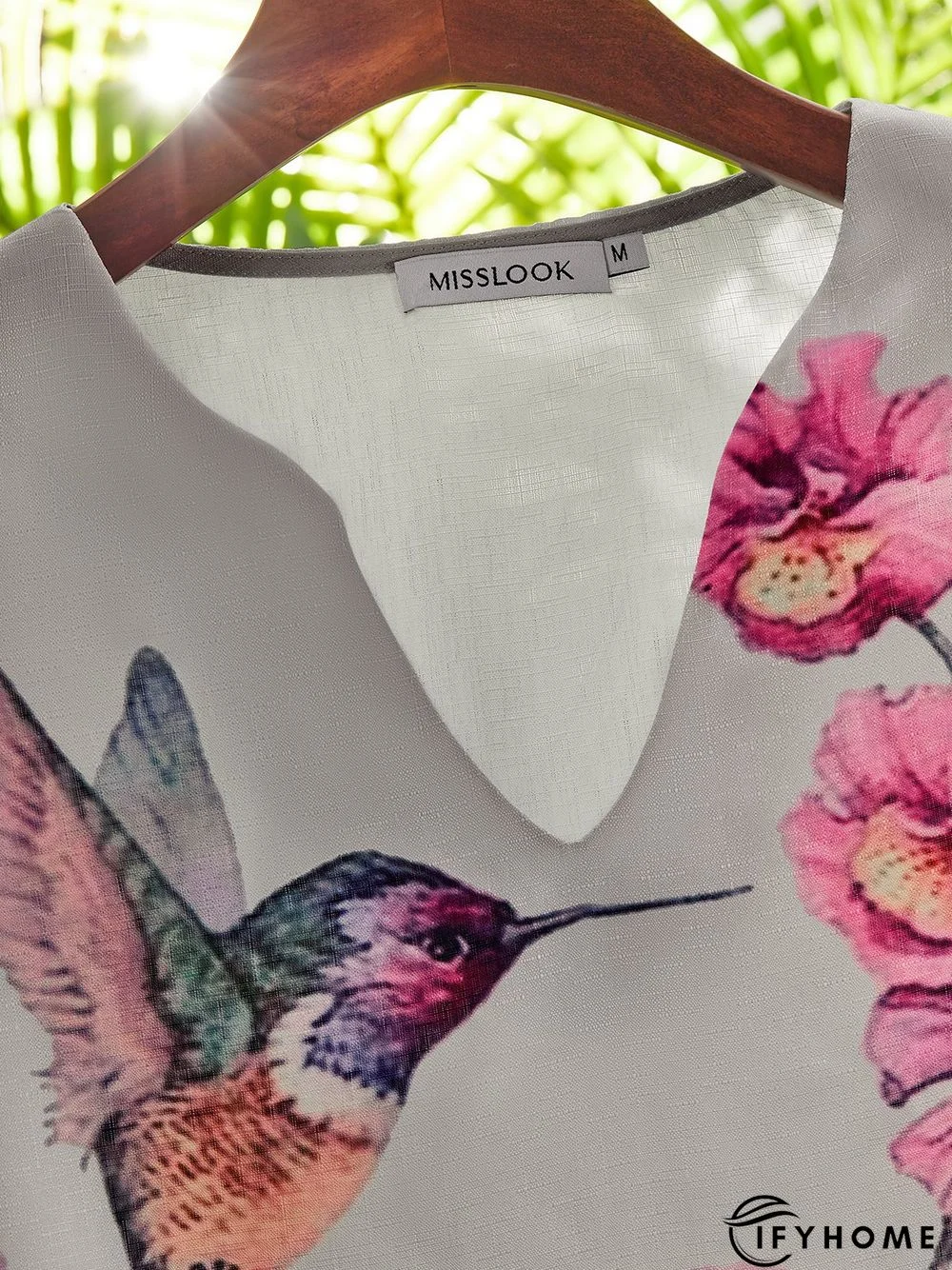 Half Sleeve V Neck Casual Floral-print Top | IFYHOME