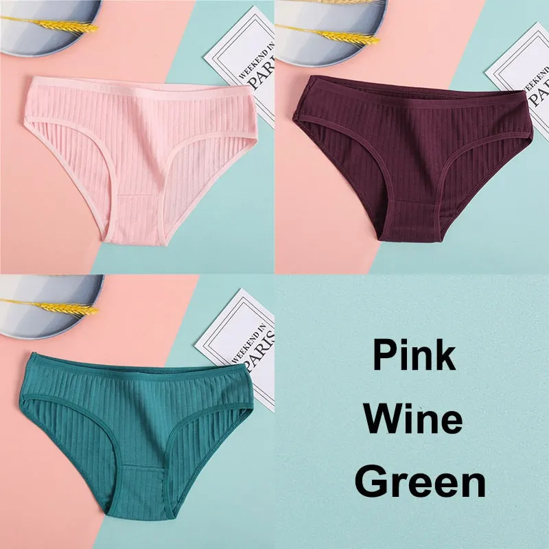 3PCS Cotton Panties Women's Underwear Casual Solid Color Panties for Women Intimate Lingerie Sexy Briefs Female Underpants M-XL