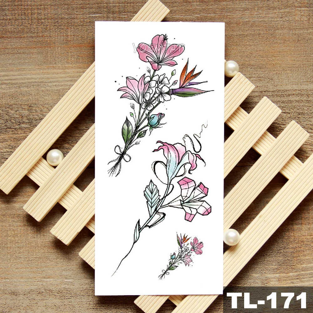 Sdrawing Owl Compass Waterproof Temporary Tattoo Sticker Flower Wolf Mountain Flash Tattoos Body Art Fake Arm tatoo Women