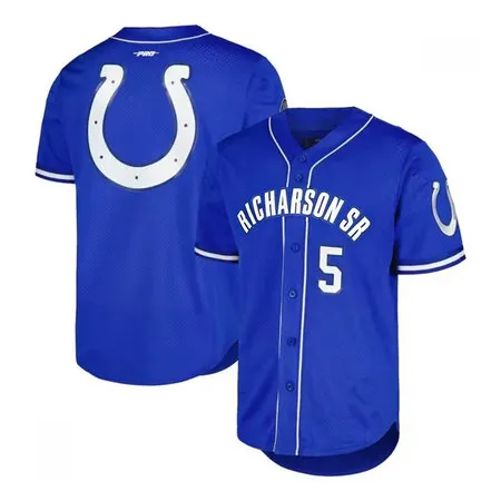Men's Indianapolis Colts #5 Anthony Richardson Sr. Royal Stitched Baseball Jersey