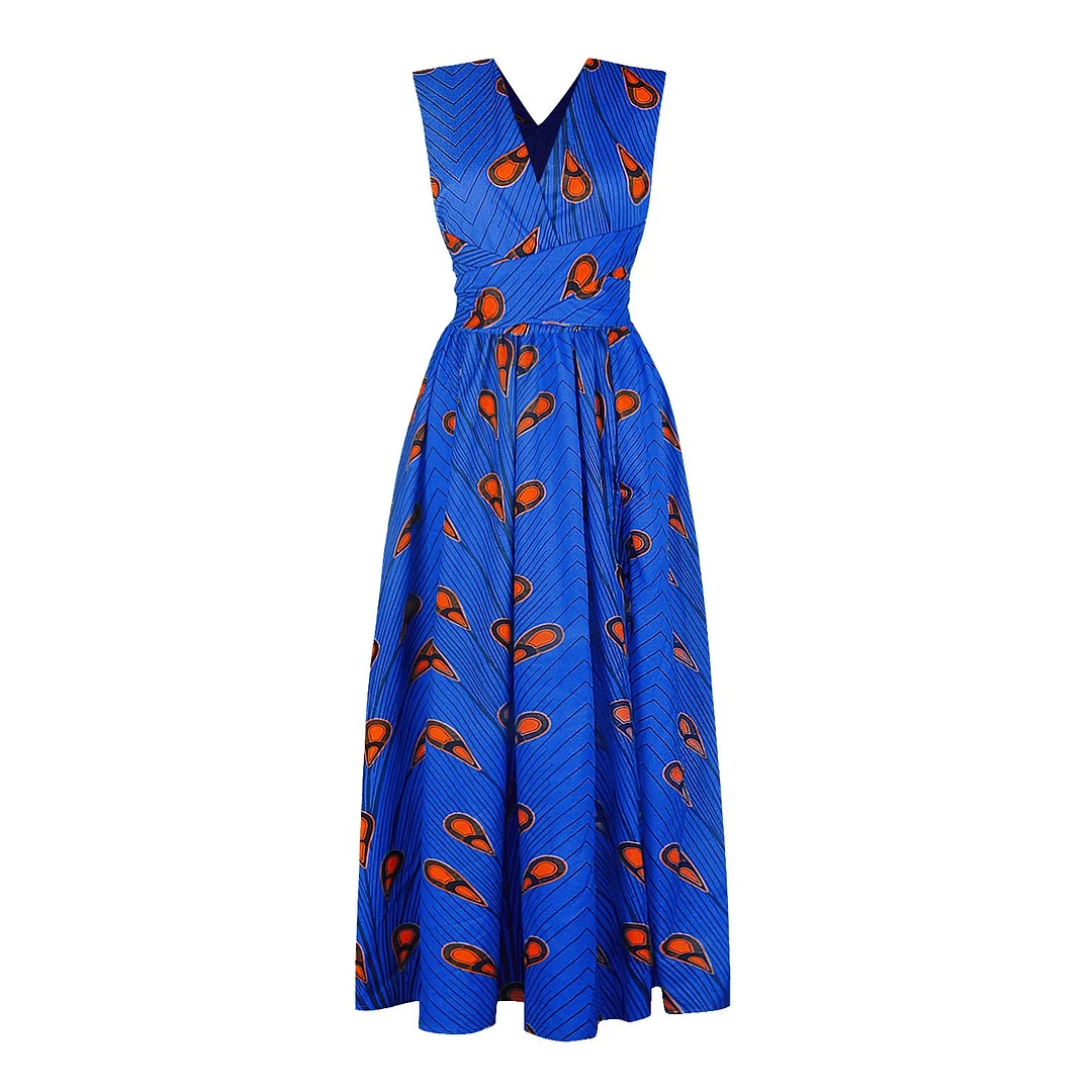 Brownm African Wear Printed Multi-wear Sexy Lace-up Dresses