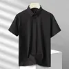 Men's Ice Silk Polo Shirt Short Sleeve Summer Turn Down Collar Business Casual Plus Size Quick Dry