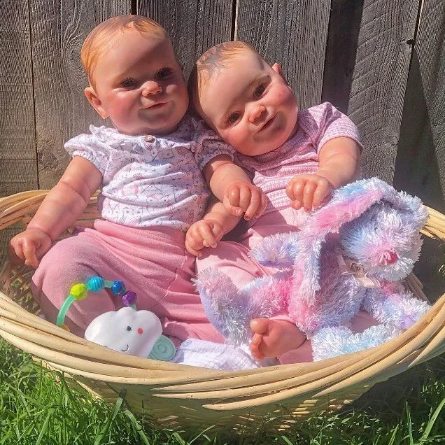  [Newly Reborns]20" Cute Lifelike Handmade Washable Silicone Smile Reborn Twin Sisters Dolls Set - Reborndollsshop®-Reborndollsshop®