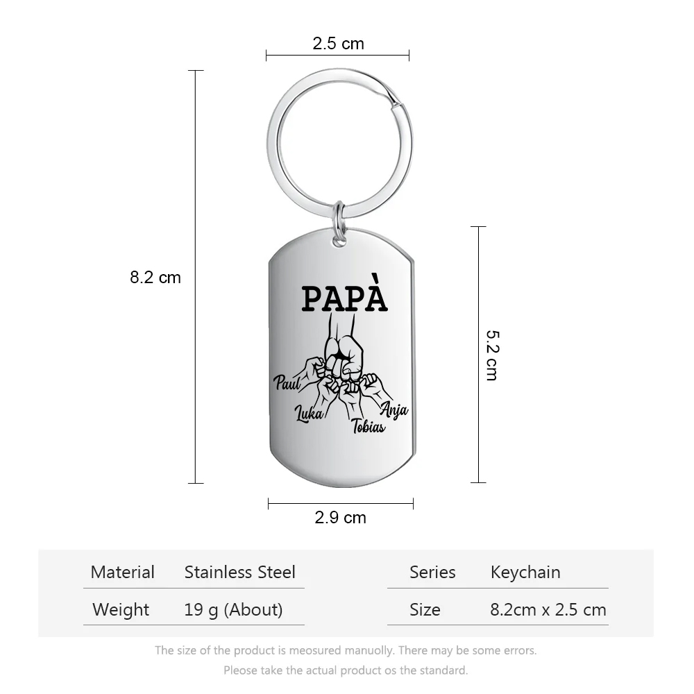 Non dimenticare mai che ti amo-Pugno a pugno Portachiavi 4 nomi regalo per papà