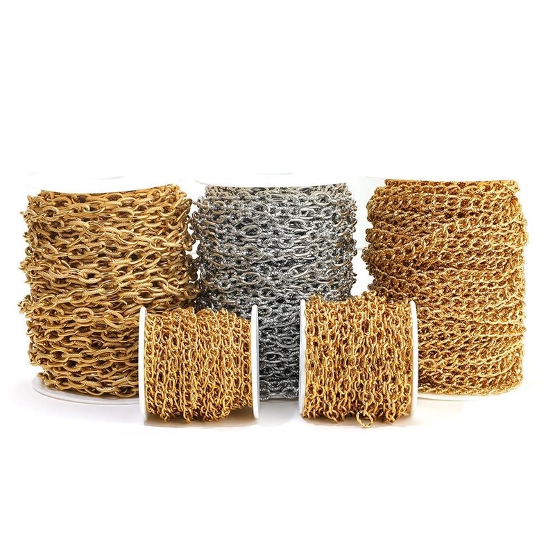 1 M Per Pack 304 Stainless Steel 18K Gold Plated 7 * 17mm Jewelry Accessories Chain