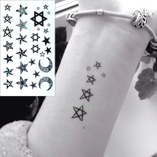 Water Transfer Tattoo Minimalist small sun moon tattoo Body Art Waterproof Temporary fake Tattoo for man woman kid 10.5*6cm