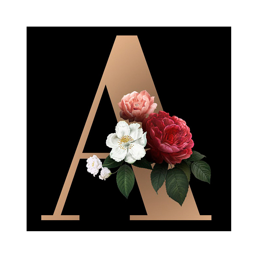 Flower Letter A 30*30cm(canvas) full round drill diamond painting