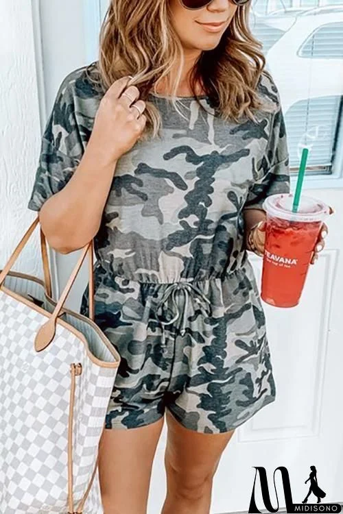 Camouflage Drawstring Romper