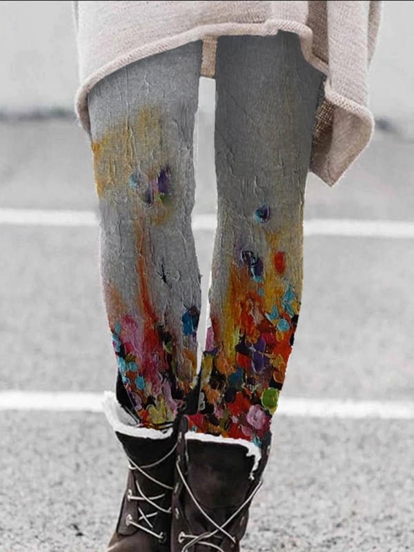 Women's Color Oil Painting Casual Leggings