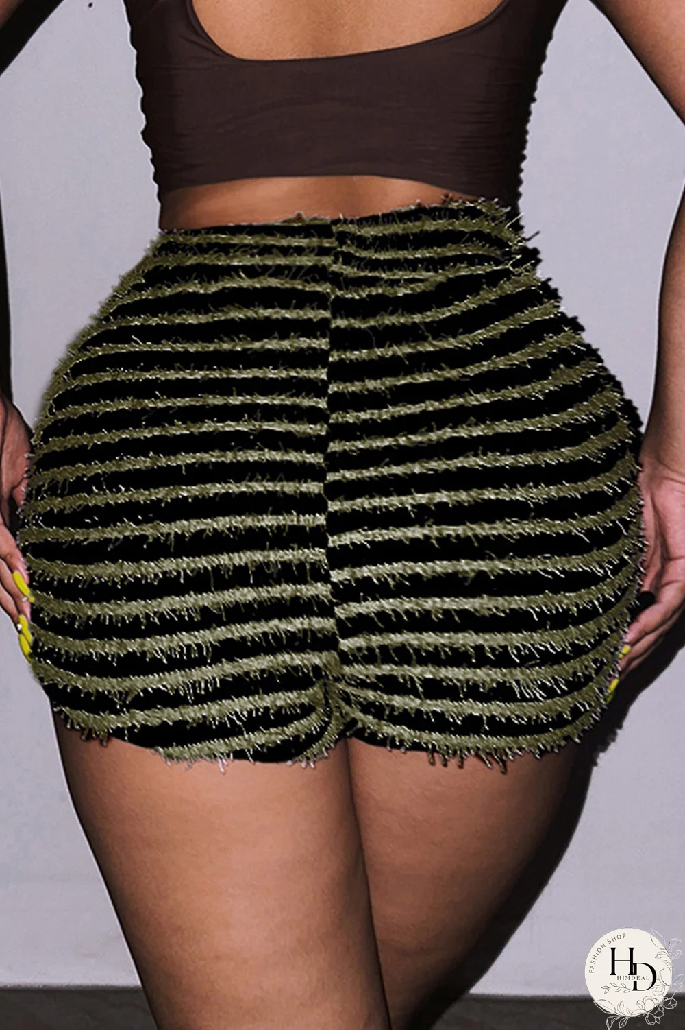 Red Sexy Striped Patchwork Draw String Skinny High Waist Pencil Full Print Bottoms