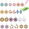 12 Pairs Double Sided Diamond Painting Earrings for Women Girls (Flower)