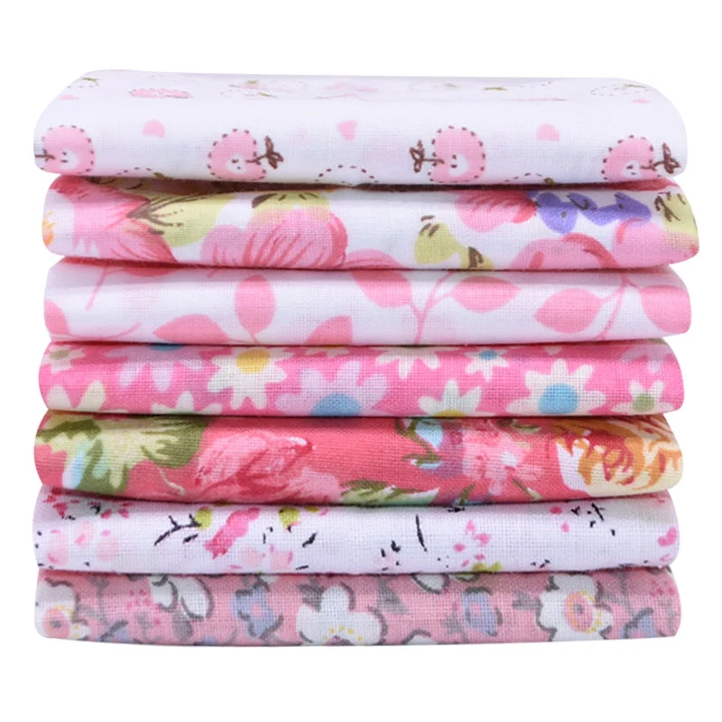 7pcs/set 25x25cm Flower Pattern Cotton Fabric Printed Cloth DIY Handmade Patchwork Material for Needlework Sewing Accessories