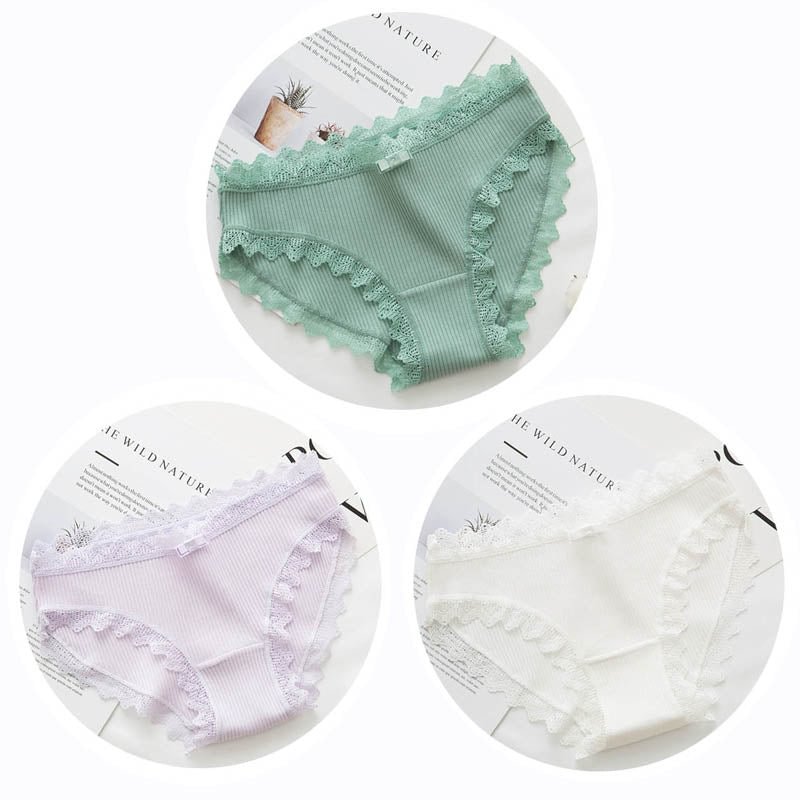CINOON 3pcs Sexy Lace Panties Women's Cotton Underwear Seamless Cute Bow Briefs Soft Comfort Lingerie Female Sexy Underpants
