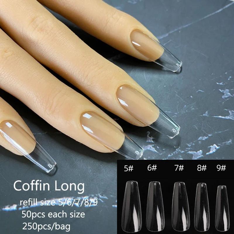 Gel Nails Extension System Full Cover Sculpted Clear Stiletto Coffin False Nail Tips 240pcs/bag-Nail Inspo